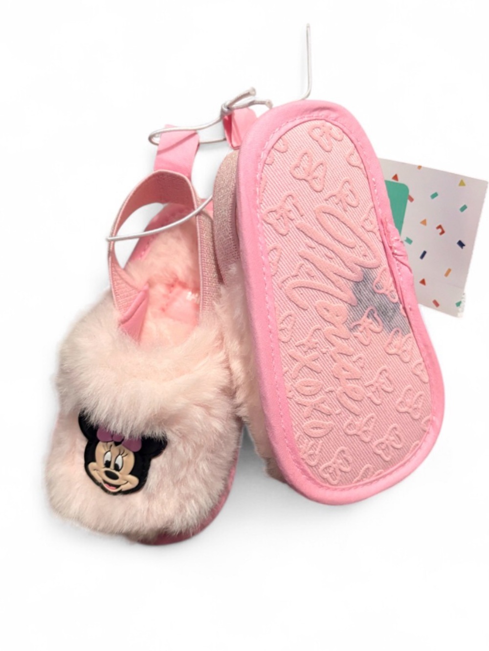 Disney Pink Faux-Fur Minnie Mouse Kids Slippers